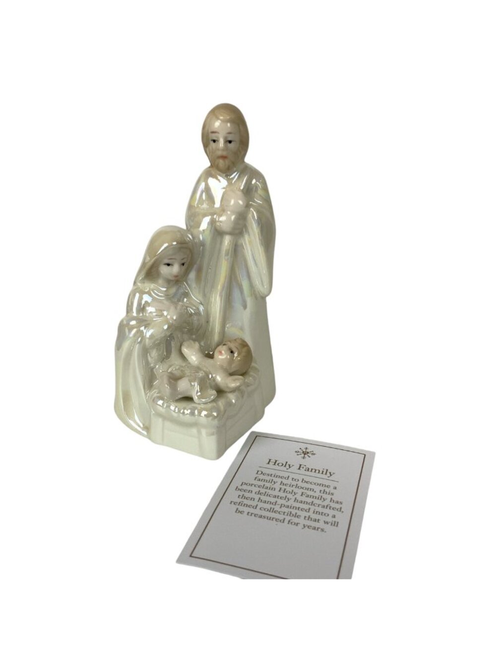 Pier 1 Imports Holy Family Nativity Figurine Ceramic Lusterware in Gift Box